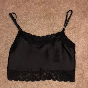 black with lace detailing crop top